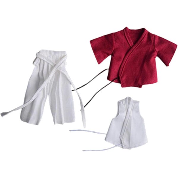 1/12 Samurai-Uniform für 6-Zoll-Actionfiguren – Herrenkostüm aus rot-weißem Stoff