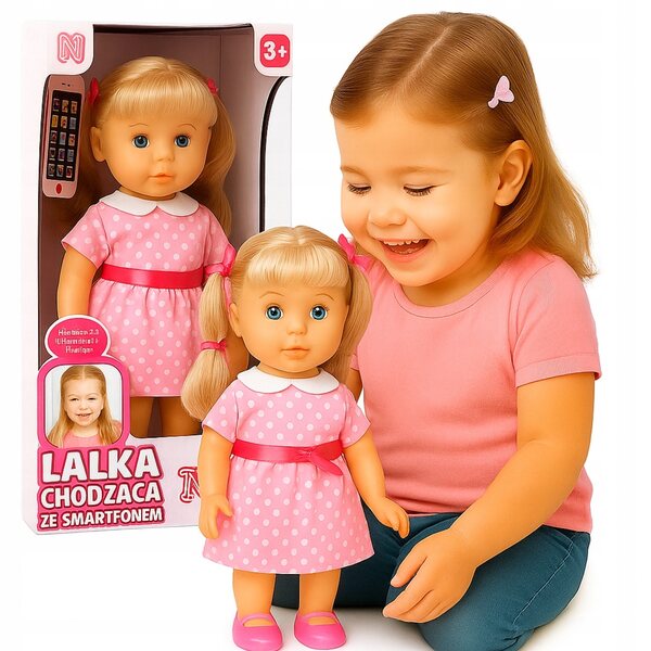 Bambola interattiva Natalia da 41 cm che parla polacco e inglese con uno smartphone