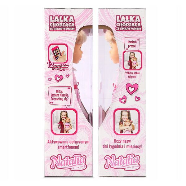 Bambola interattiva Natalia da 41 cm che parla polacco e inglese con uno smartphone