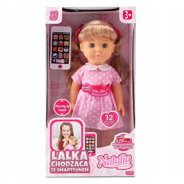 Bambola interattiva Natalia da 41 cm che parla polacco e inglese con uno smartphone