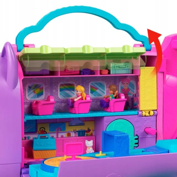 Set aereo per gatti Polly Pocket con 2 bambole e 19 accessori Gabi e Lakotek
