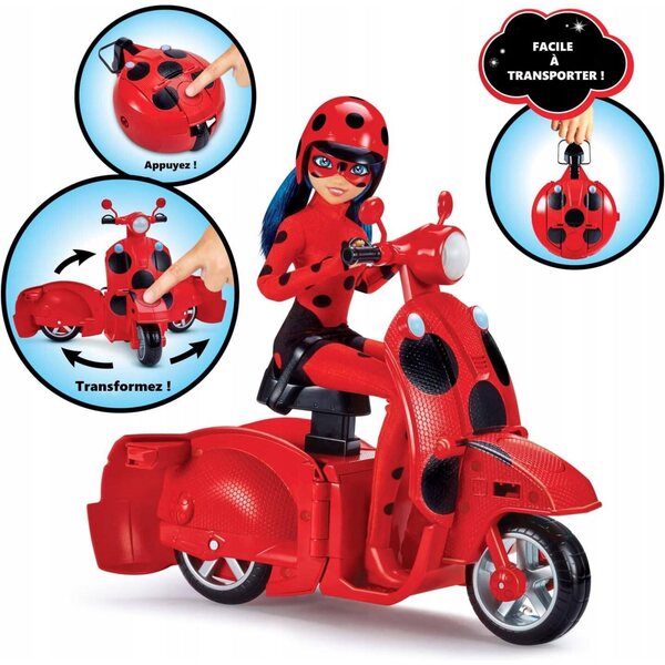 Miraculous Ladybug bambola con scooter rosso e nero Playmates Toys 12,8 cm
