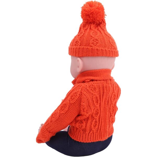Baby Doll 18 Pollici Vestito Maglione Arancione Set Cappello Sciarpa Pantaloni