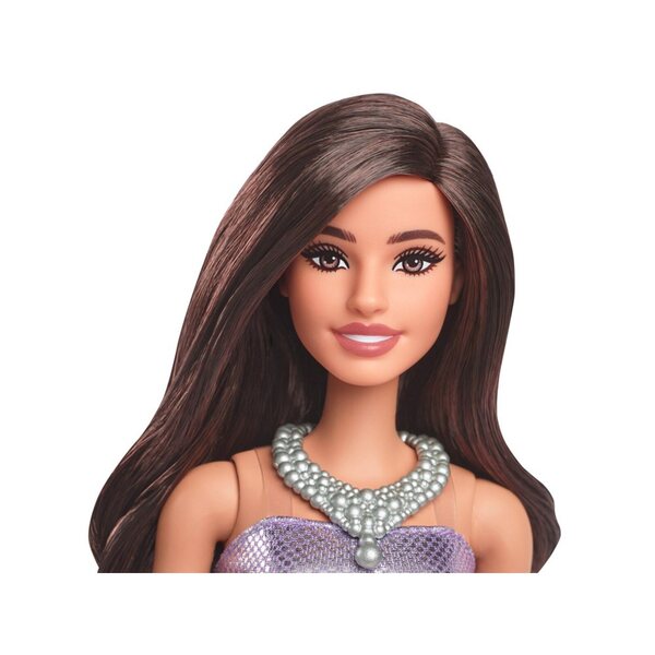 Barbie Fashionistas Puppe mit lila Abendkleid mit Pailletten