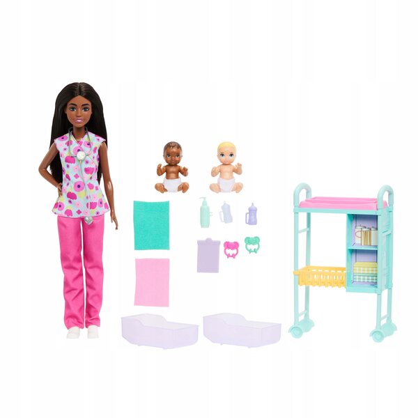 Barbie-Kinderärztin mit 2 Babys und Zubehör für Kinder ab 3 Jahren