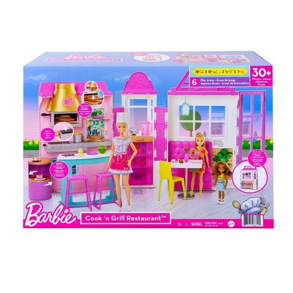 Mattel Barbie Restaurantset met ruim 30 accessoires voor kinderen vanaf 3 jaar