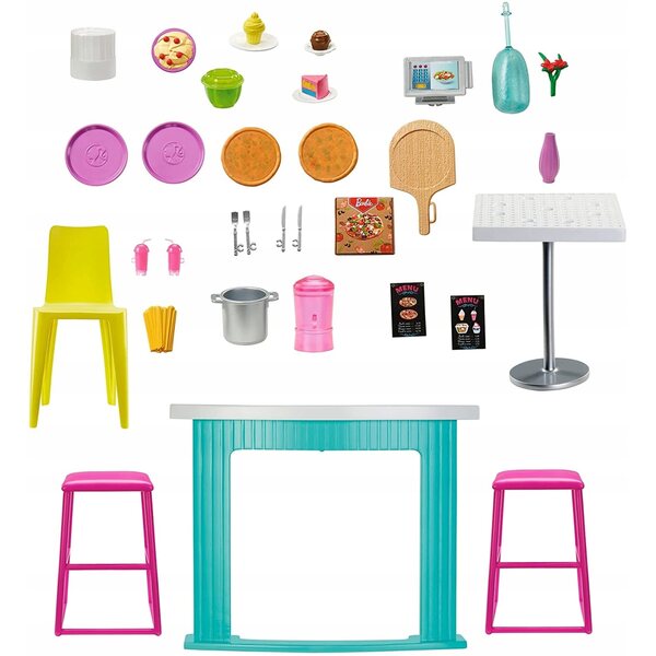 Mattel Barbie Restaurantset met ruim 30 accessoires voor kinderen vanaf 3 jaar