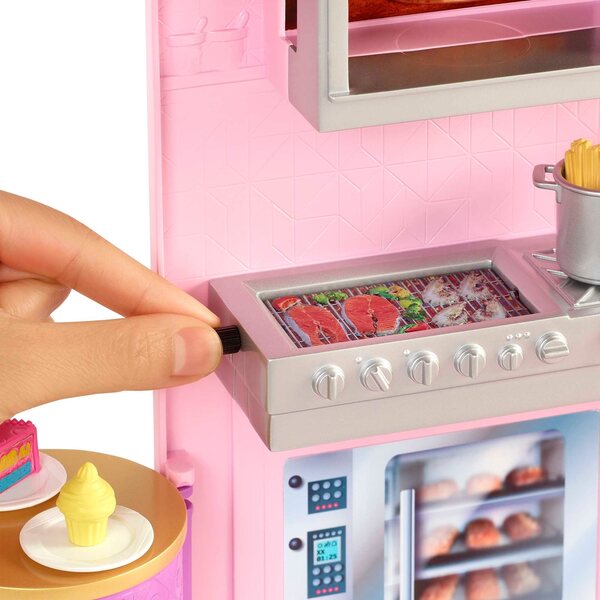 Mattel Barbie Restaurantset met ruim 30 accessoires voor kinderen vanaf 3 jaar