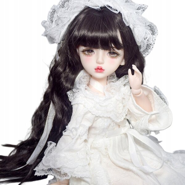 1/6 BJD Puppe 33 cm mit schwarzer Perücke und abnehmbarer Kleidung für Mädchen ab 3 Jahren