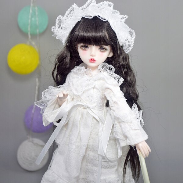 1/6 BJD Puppe 33 cm mit schwarzer Perücke und abnehmbarer Kleidung für Mädchen ab 3 Jahren