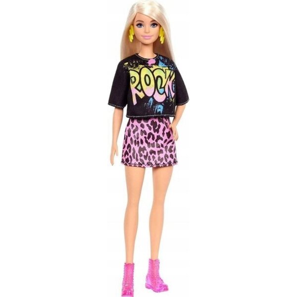 Barbie Fashionistas Rock-Style mit Animal-Print-Rock und gelben Accessoires