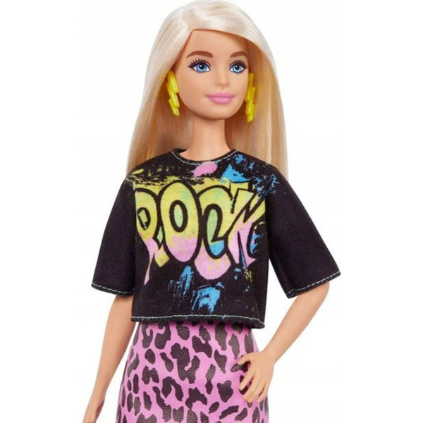 Barbie Fashionistas Rock-Style mit Animal-Print-Rock und gelben Accessoires