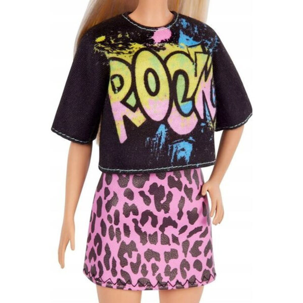 Barbie Fashionistas Rock-Style mit Animal-Print-Rock und gelben Accessoires