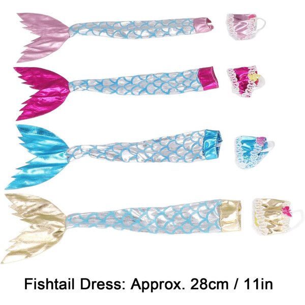 Set abiti scintillanti da sirena per bambole 1:12, vestiti eleganti per gioco e collezione