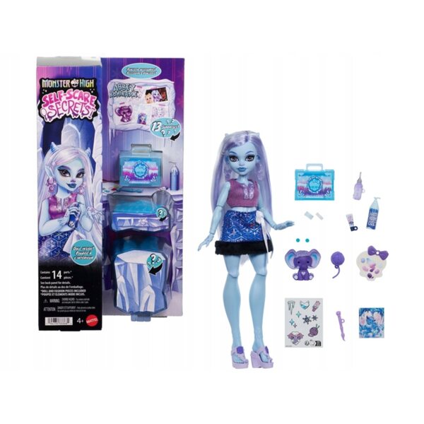 Monster High Scary Self-Care Abbey Bominable Entspannungspuppe mit Zubehör und Tieren