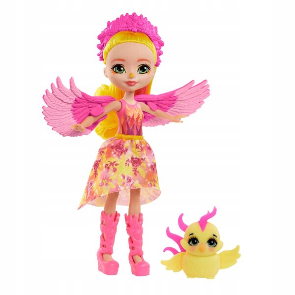 Enchantimals Falon Phoenix Sunrise – Puppe mit Tier 15 cm und Zubehör