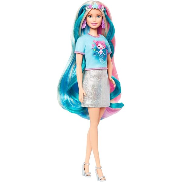 Barbie-Puppe, Märchen-Einhorn, Einhorn-Frisur mit Zubehör und Verwandlungen