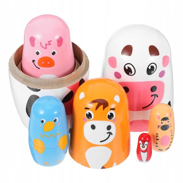 Matryoshka en bois en forme de vache, 6 pièces, jouet éducatif pour enfants