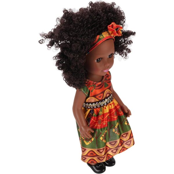 14" schwarze Puppe mit Afro-Haaren und austauschbarer eleganter Kleidung für Mädchen