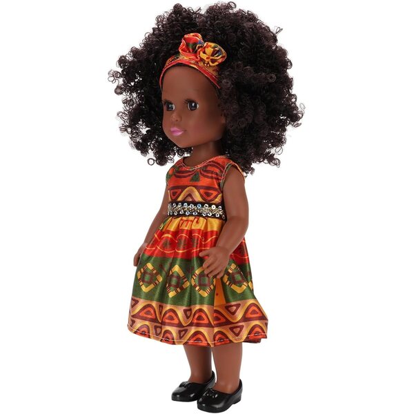 14" schwarze Puppe mit Afro-Haaren und austauschbarer eleganter Kleidung für Mädchen