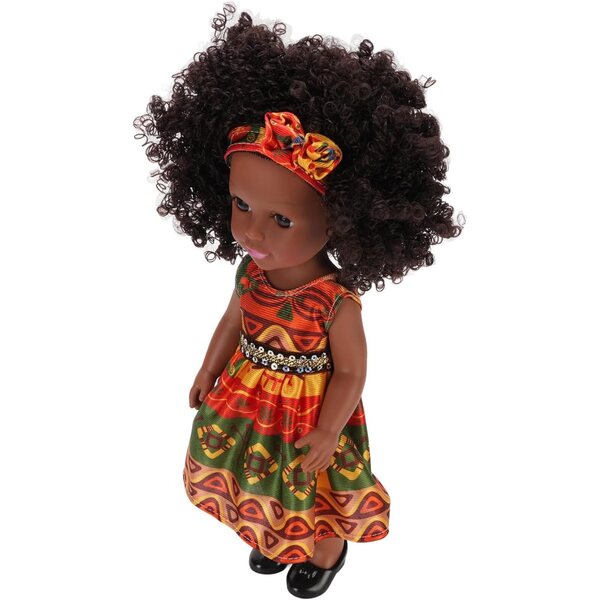 14" schwarze Puppe mit Afro-Haaren und austauschbarer eleganter Kleidung für Mädchen