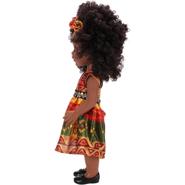 14" schwarze Puppe mit Afro-Haaren und austauschbarer eleganter Kleidung für Mädchen