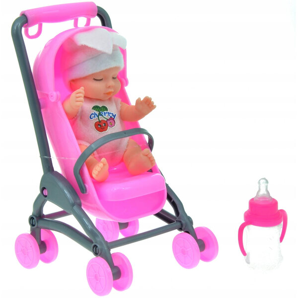 Mini Lalecca Bobas con Passeggino e Biberon Madej 12.5 cm - Gioco Realistico e Completo