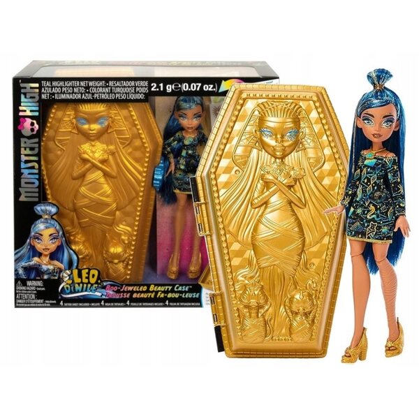 Lalcka Monster High Cleo De Nile Golden Glam Case mit Tattoos und Accessoires