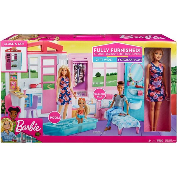 Barbie-Puppenhaus mit Schwimmbad, Küche und Möbeln – FXG55 Mattel