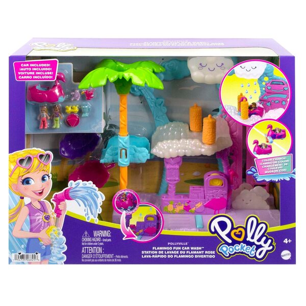Polly Pocket Flamingowa Myjnia Set con 2 Mikrolalki per Bambini 4+