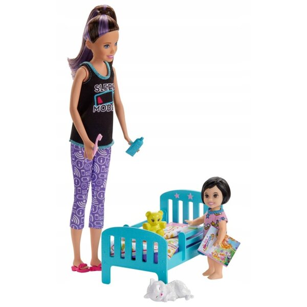 Barbie Skipper Babysitter-Set mit Bett und Puppen für Kinder ab 3 Jahren