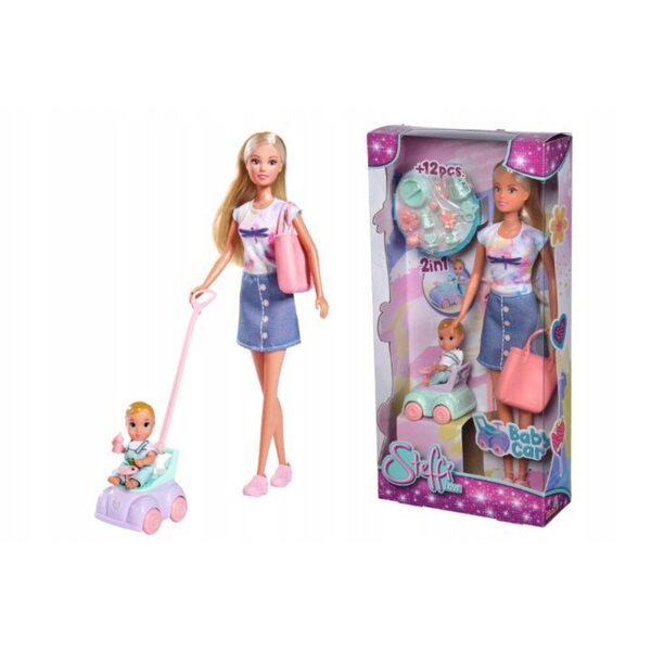 Steffi, la bambola babysitter con bambino cavalcabile - un set per bambini dai 3 anni in su