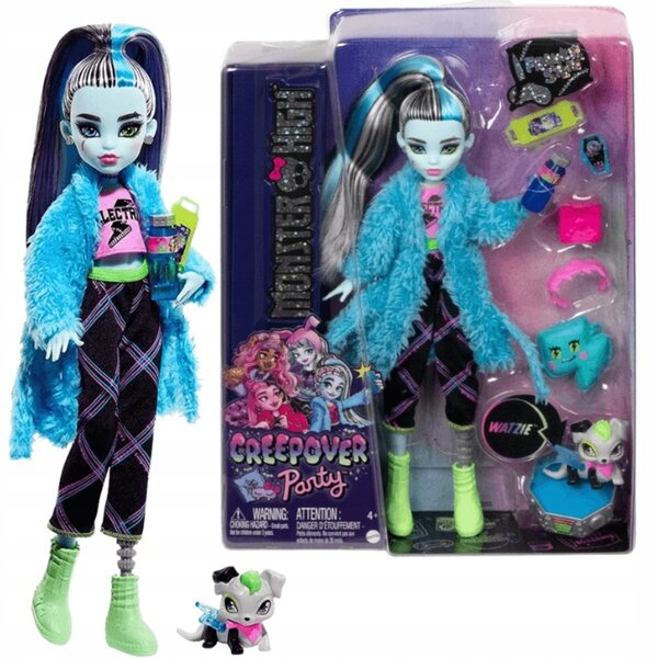 Monster High Frankie Stein Creepover Party 29 cm – Mattel-Puppe für Kinder ab 4 Jahren