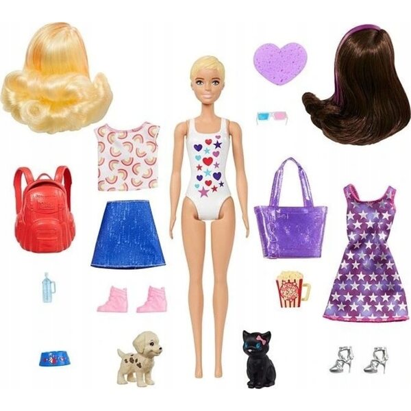 Barbie Color Reveal mit 25 Überraschungen, Puppe und Spieltier für Kinder ab 3 Jahren