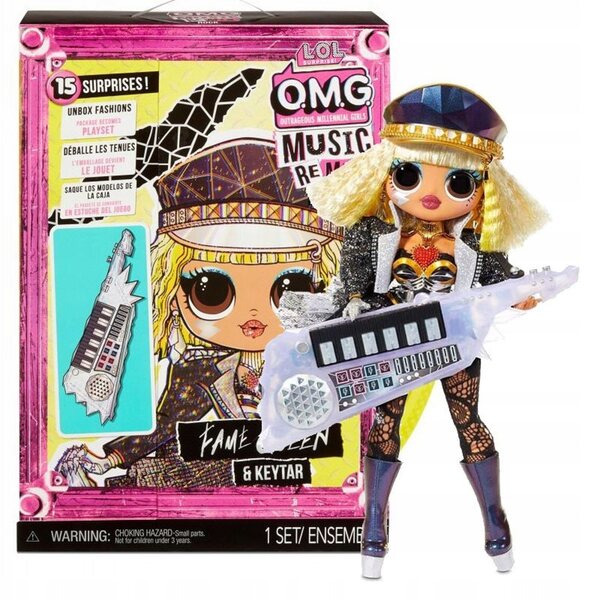 L.O.L. Überraschen Sie OMG Remix Rock Fame Queen Keytar mit 15 Überraschungen und Modeaccessoires