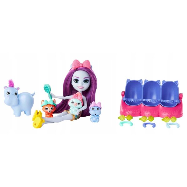Enchantimals Baby Best Friends Hipcio Puppe mit 12 Überraschungen und Zubehör