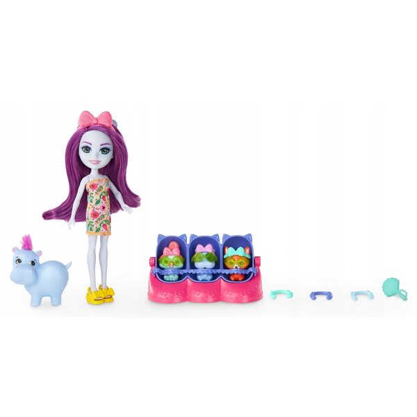Enchantimals Baby Best Friends Hipcio Puppe mit 12 Überraschungen und Zubehör