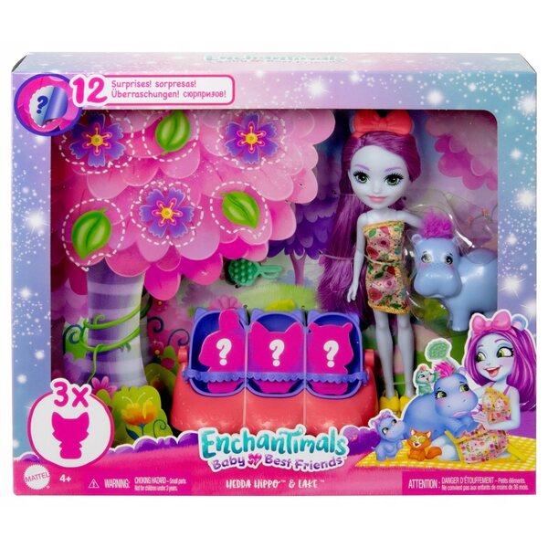 Enchantimals Baby Best Friends Hipcio Puppe mit 12 Überraschungen und Zubehör