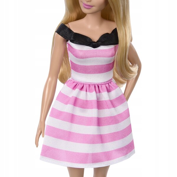 Barbie Fashionistas 65. Jubiläum mit gestreiftem Kleid und bunten Accessoires