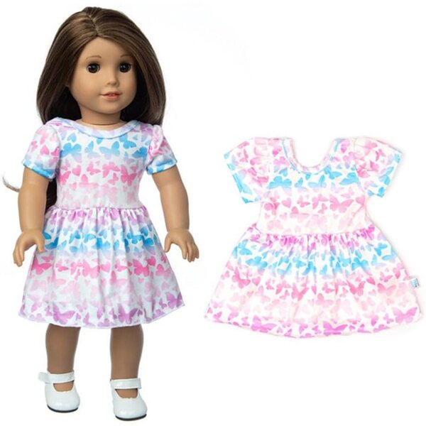 Kleid mit Schmetterlingsrock für 18-Zoll-Puppen – Uteruik Elegantes Kleid
