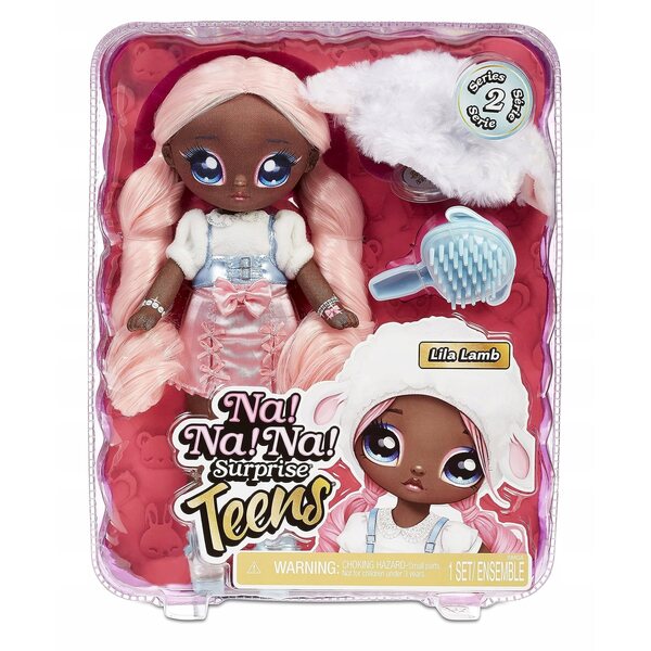 Eine Minipuppe! AN! AN! Surprise Teens Puppe Lila Lamm mit rosa Accessoires 28 cm
