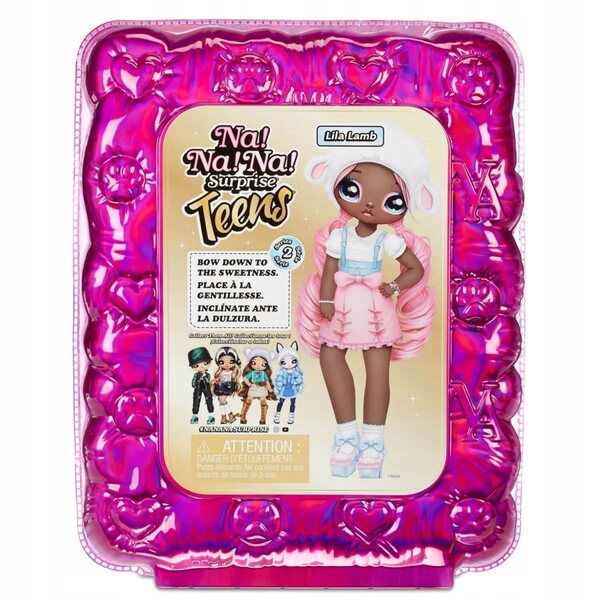 Eine Minipuppe! AN! AN! Surprise Teens Puppe Lila Lamm mit rosa Accessoires 28 cm