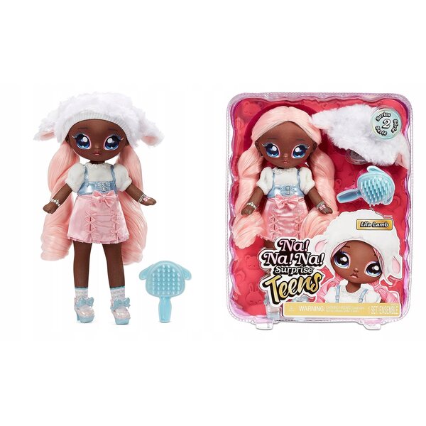 Eine Minipuppe! AN! AN! Surprise Teens Puppe Lila Lamm mit rosa Accessoires 28 cm