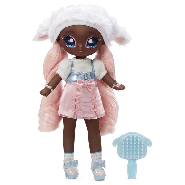 Eine Minipuppe! AN! AN! Surprise Teens Puppe Lila Lamm mit rosa Accessoires 28 cm