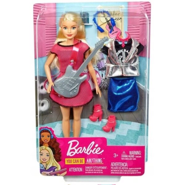 Barbie Rockstar mit Gitarre und Kleid – Musikset GDJ34