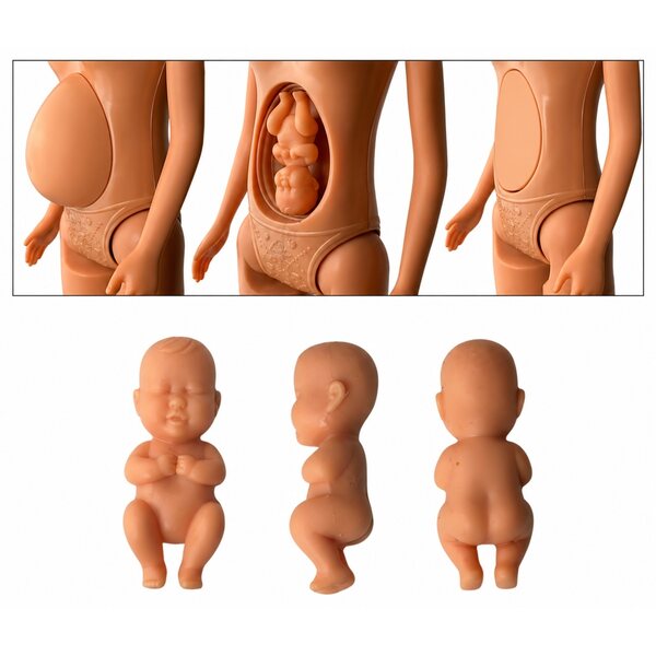 Bambola Anlily incinta con bimbo 30 cm - Pancia apribile, set educativo
