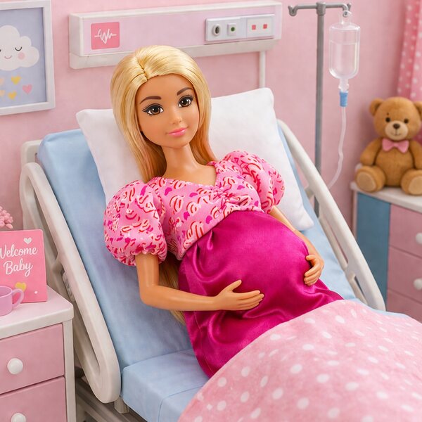 Bambola Anlily incinta con bimbo 30 cm - Pancia apribile, set educativo