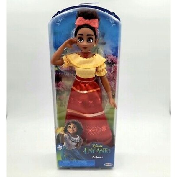 Bambola Dolores Madrigal da Encanto Disney, vestito dettagliato e capelli ricci