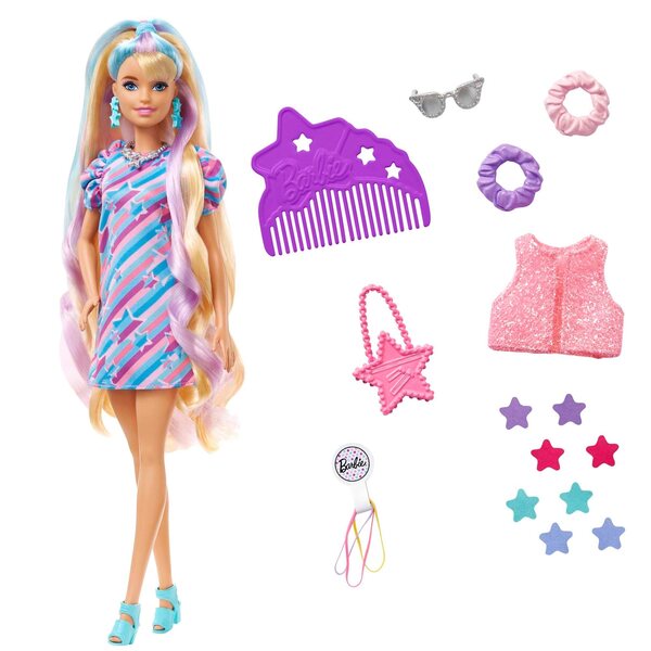 Barbie Totally Hair Lalka z długimi włosami + modowe akcesoria HCM88