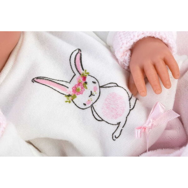 Llorens babypop meisje 35 cm met roze kussen - realistische Spaanse pop